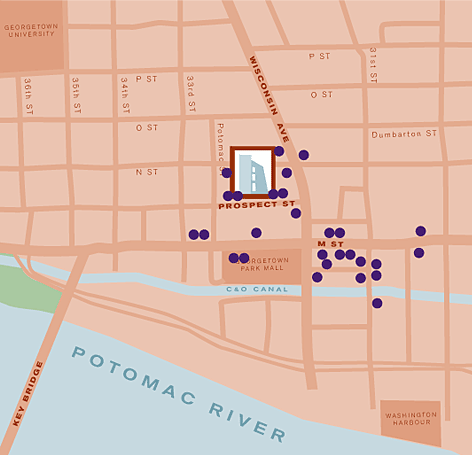Georgetown Map of Restaurants and Bars